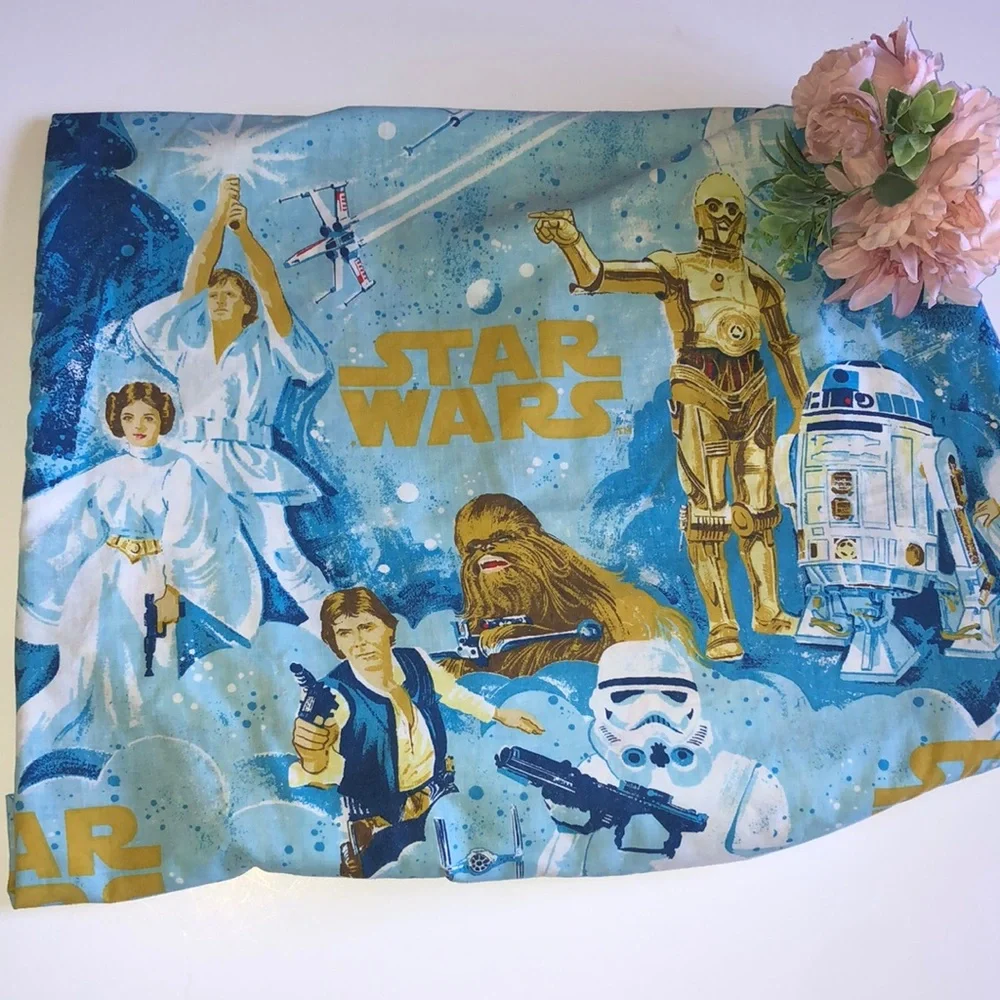 Star Wars Twin Flat Sheet Vintage STAR WARS BLUE TWIN FLAT 70s Star Wars